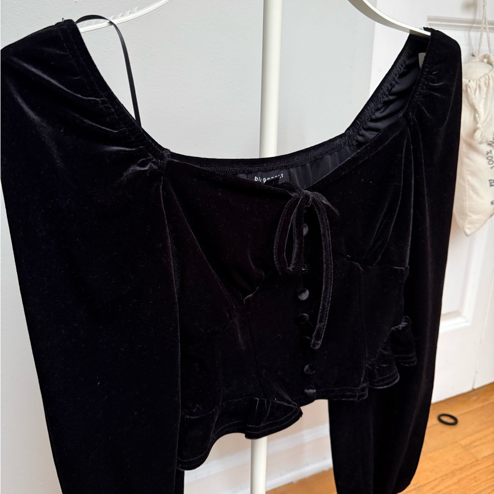 Blu Pepper Black Velvet Blouse - Picture 3 of 5